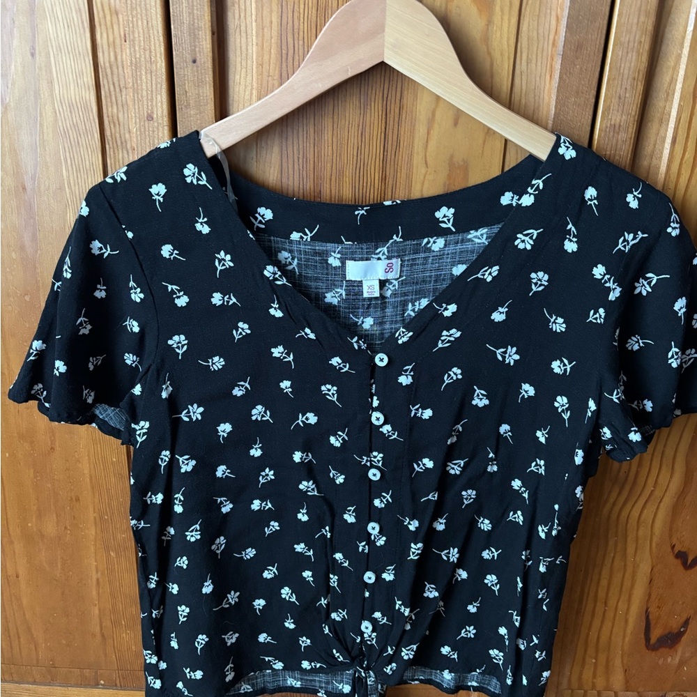SO Black Floral Women's Blouse